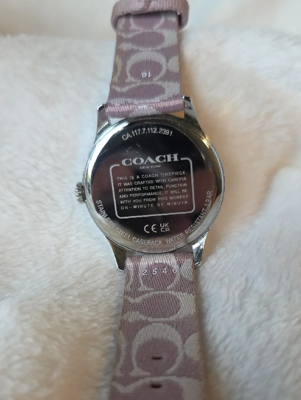 Coach Ruby Silver Dial Watch with Lavender Signature Fabric Strap 32MM